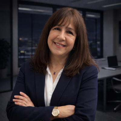Mujer profesional en oficina nocturna